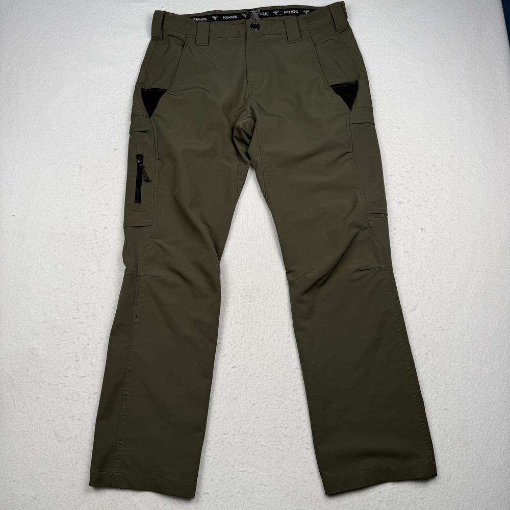 KINGS Cargo Pants Mens 34x31 Green Stretch Microfiber Outdoor Workwear Hiking